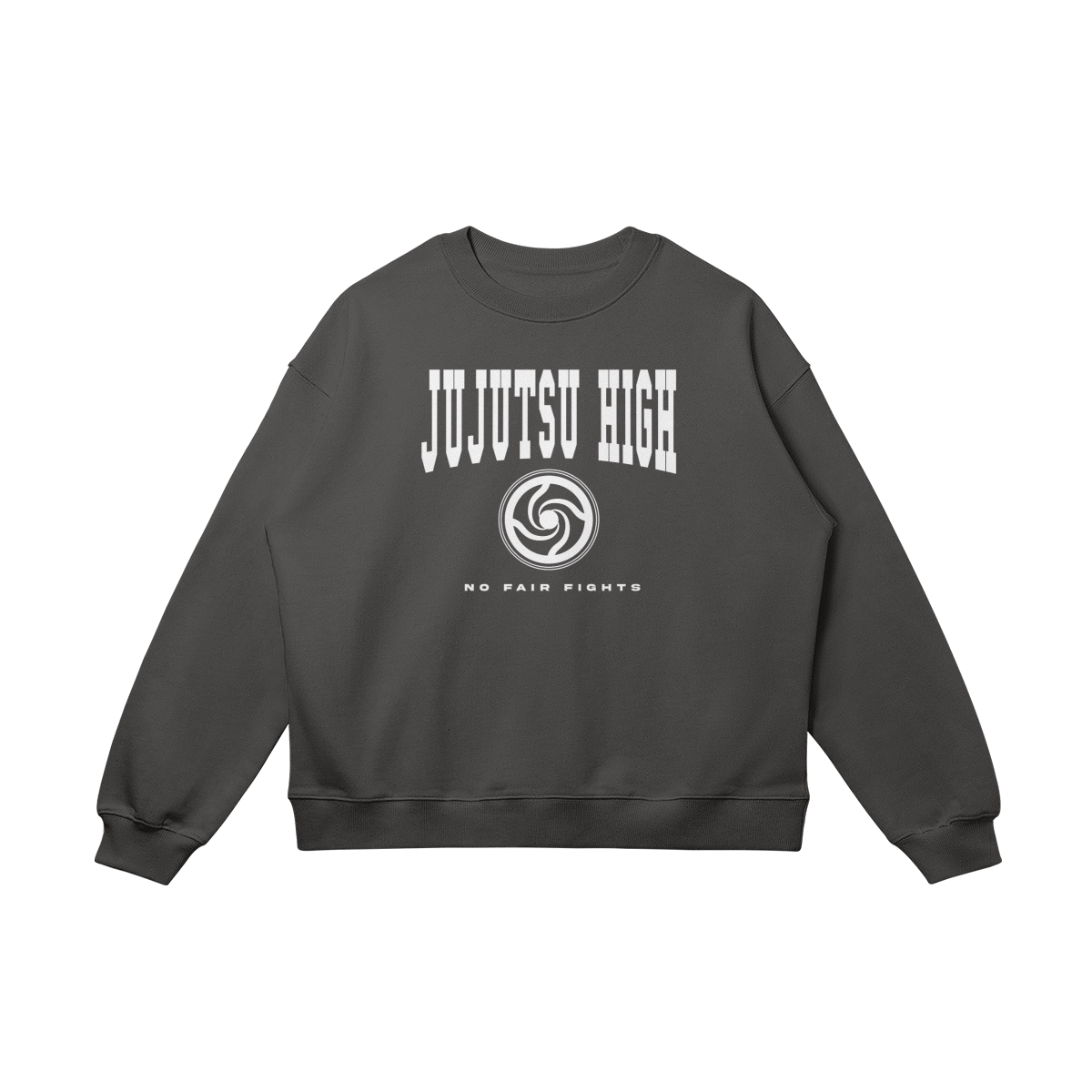 JuJutsu High Varsity Heavyweight Oversized Sweatshirt Back Charcoal Grey - JuJutsu Kaisen Inspired - KETI APPAREL
