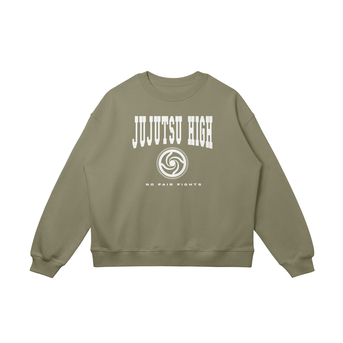 JuJutsu High Varsity Heavyweight Oversized Sweatshirt Front Sage Green - JuJutsu Kaisen Inspired - KETI APPAREL