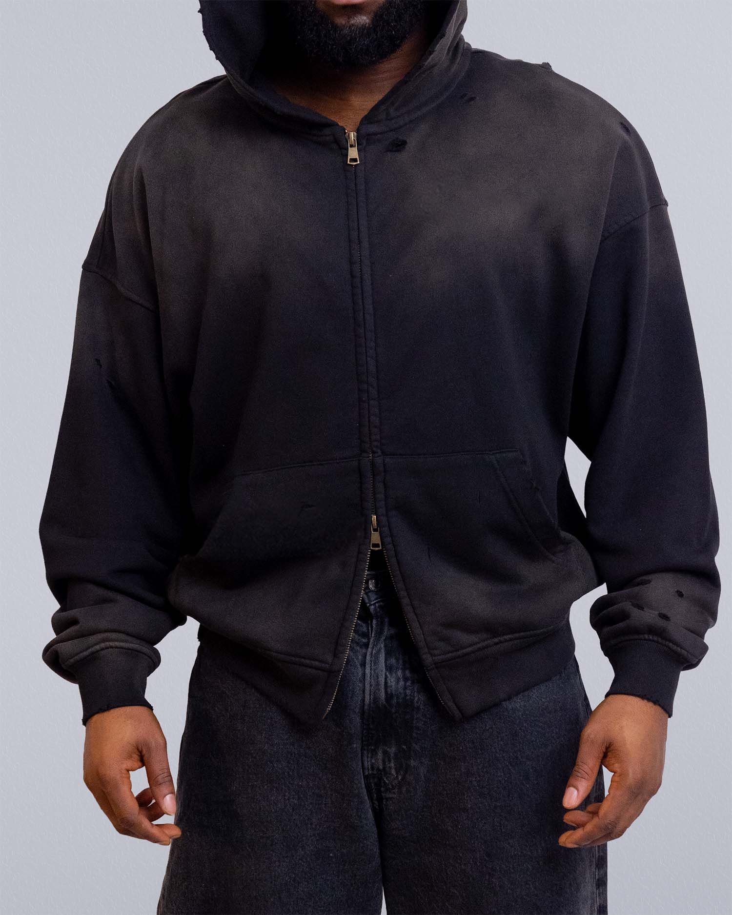 'Believe in You' Distressed Zip-Up