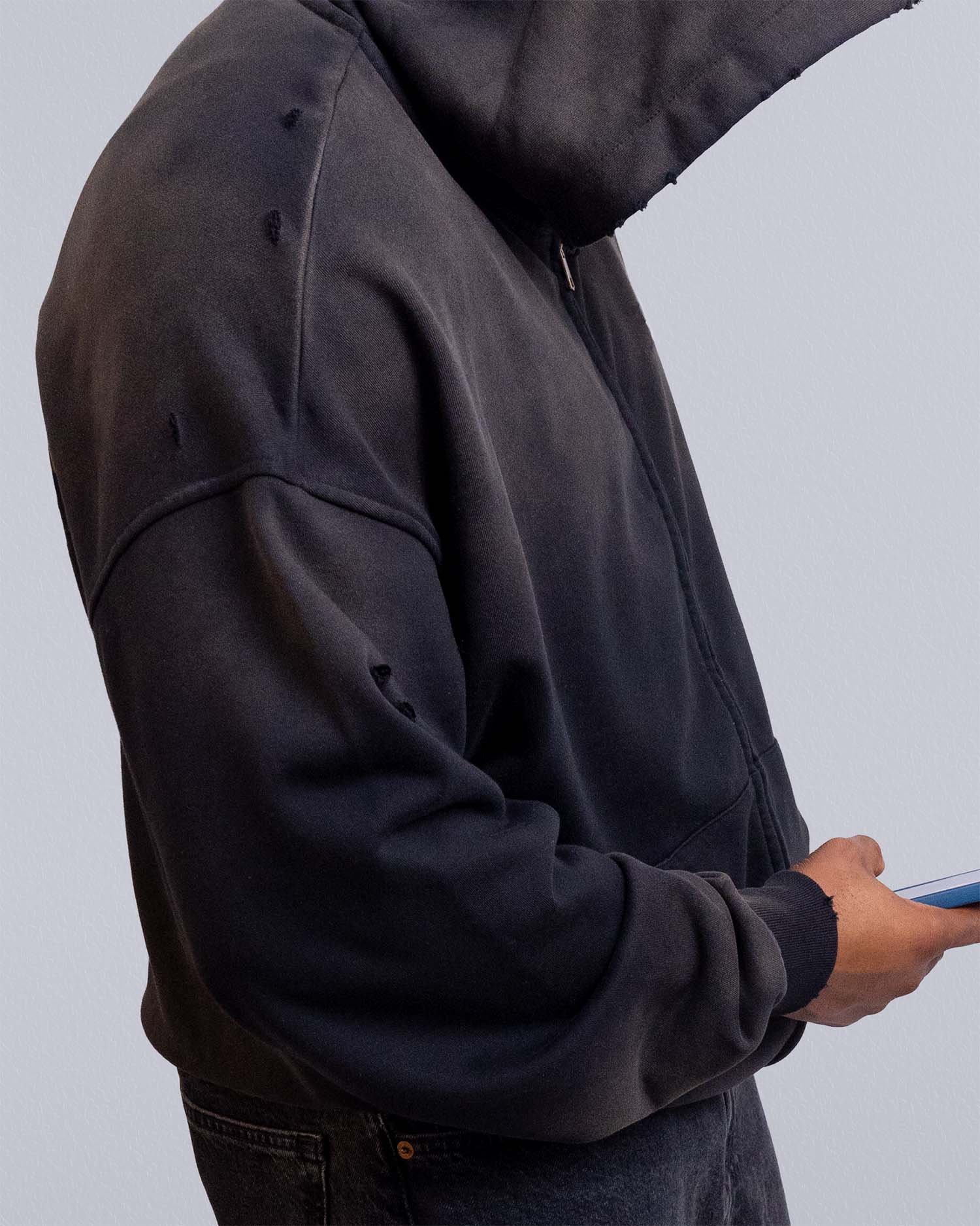 'Believe in You' Distressed Zip-Up