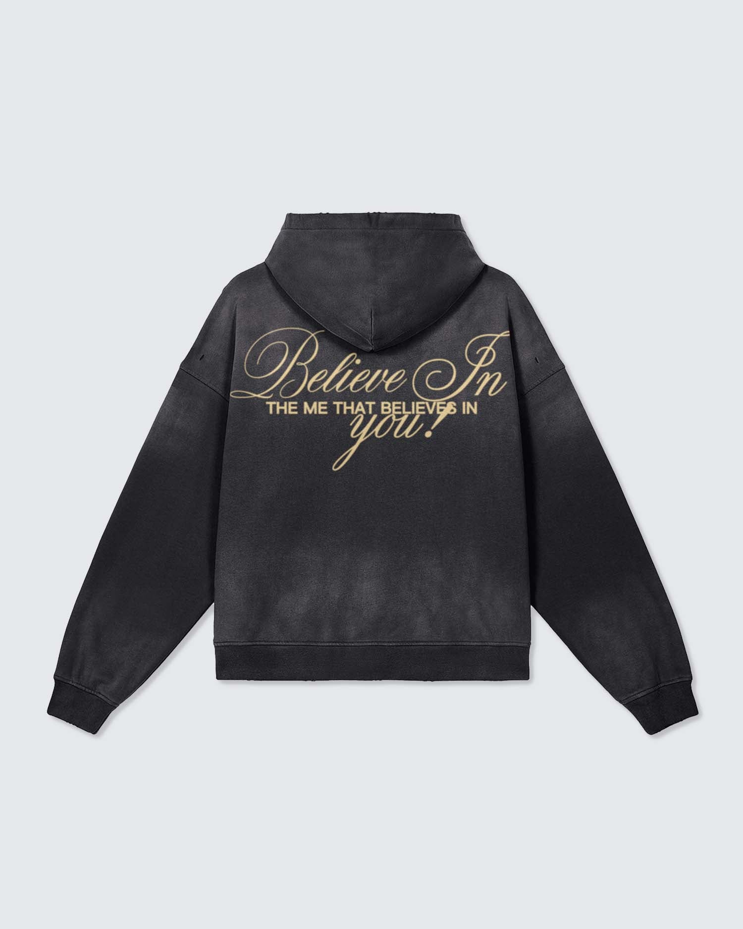 'Believe in You' Distressed Zip-Up