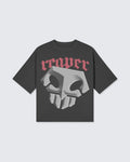 Black t-shirt with a skull design and 'reaper' text on a light gray background option1_black