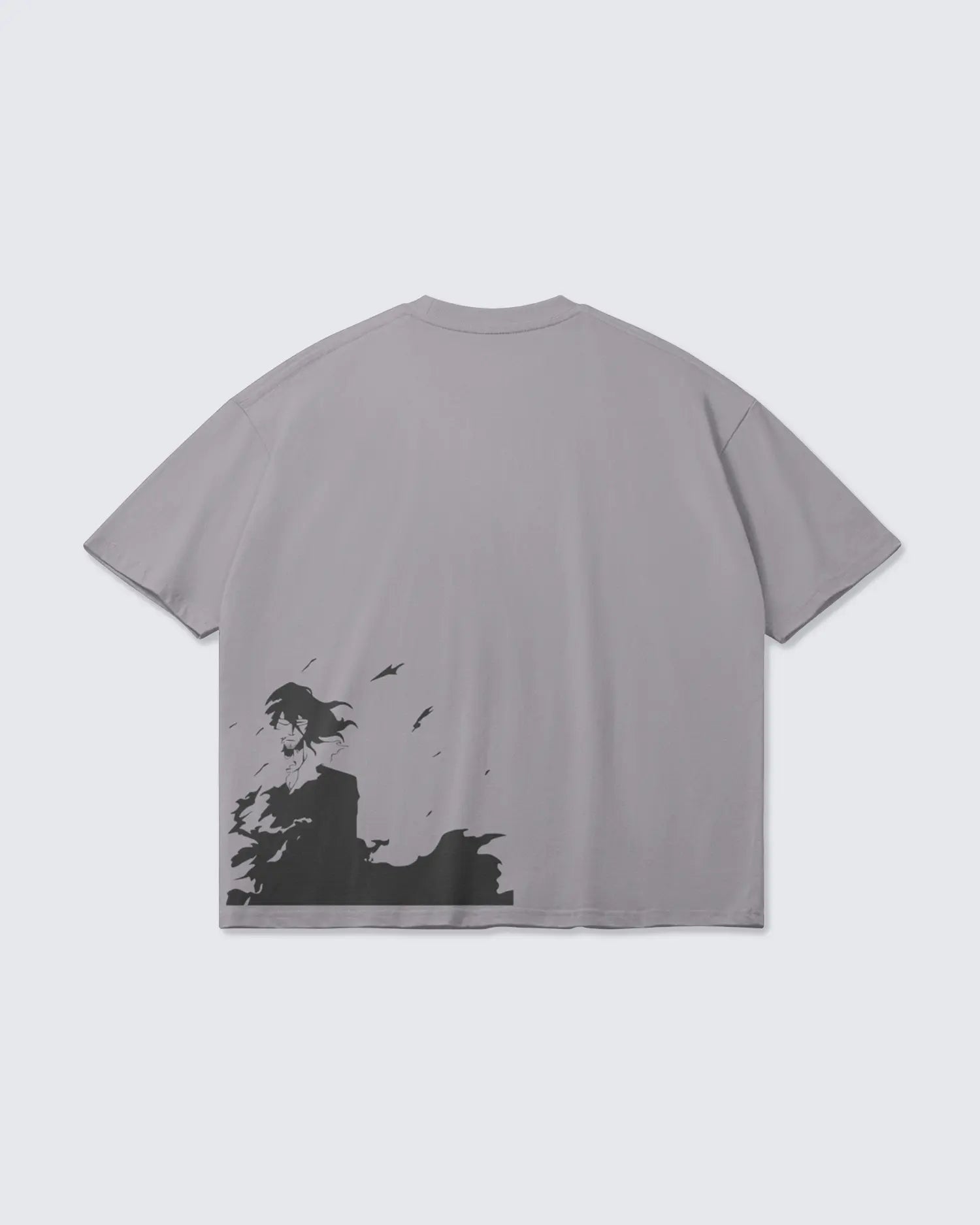 Gray t-shirt with black graphic design on a white background option1_light-gray