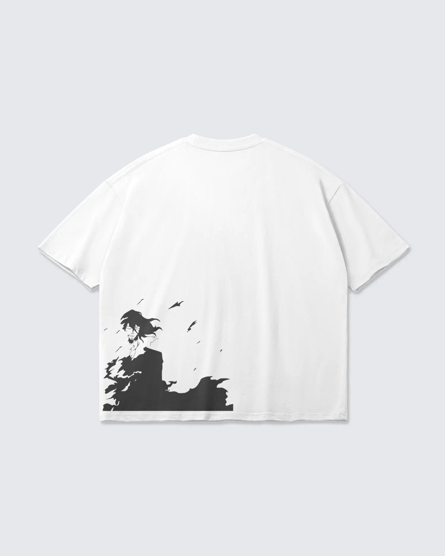 White t-shirt with black graphic design on a white background option1_white